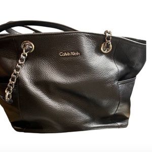Calvin Klein Large Black Leather Tote